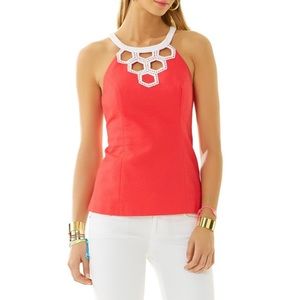 Lilly Pulitzer Coral Annabelle Halter Tank Top